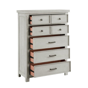 English Elm Queen Bedroom Set Six Piece Oak Veneer Light Gray Panel Bed Dresser Chest B011S05815