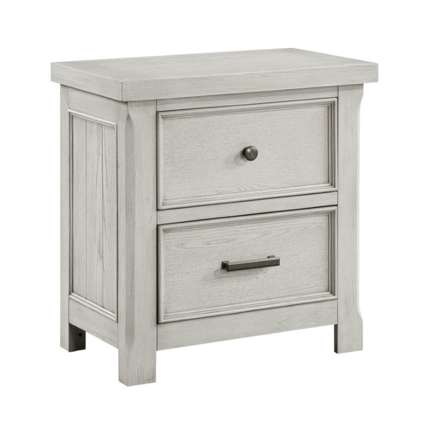 English Elm Queen Bedroom Set Six Piece Oak Veneer Light Gray Panel Bed Dresser Chest B011S05815