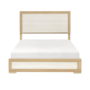 English Elm Twin Bedroom Set Five Piece with LED Headboard Dresser and Nightstands Natural White B011S05824
