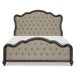 English Elm California King 5 Piece Bedroom Set Oak Veneer Tufted Headboard Traditional Style B011S05834