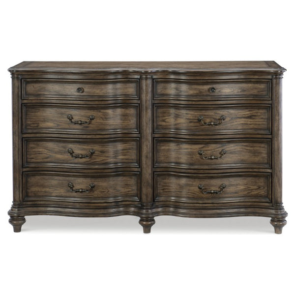 English Elm Queen Bedroom Set Six Piece Traditional Suite with Tufted Headboard and Oak Veneer B011S05837