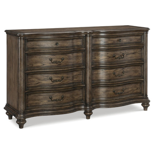 English Elm Queen Bedroom Set Six Piece Traditional Suite with Tufted Headboard and Oak Veneer B011S05837