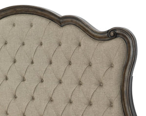 English Elm Queen Bedroom Set Six Piece Traditional Suite with Tufted Headboard and Oak Veneer B011S05837