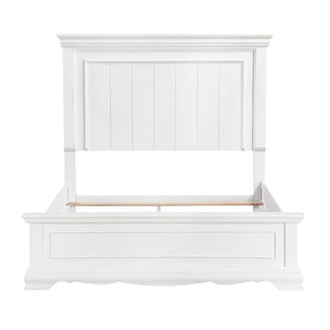English Elm Twin Panel Bed Bedroom Set Five Piece White Wood Traditional Sleigh Footboard B011S05846