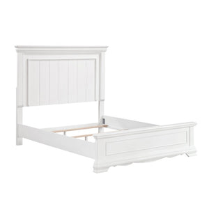 English Elm Twin Panel Bed Bedroom Set Five Piece White Wood Traditional Sleigh Footboard B011S05846