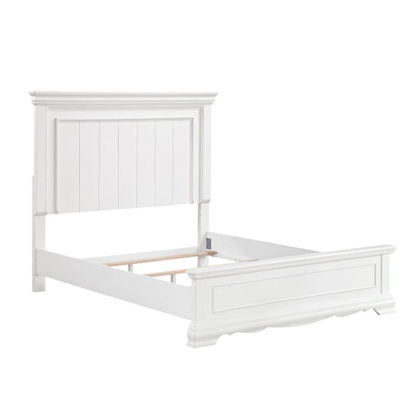 English Elm Twin Panel Bed Bedroom Set Five Piece White Wood Traditional Sleigh Footboard B011S05846