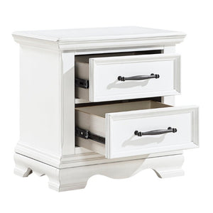 English Elm Twin Panel Sleigh Bed Six Piece Bedroom Set Solid Wood White Lacquer Finish B011S05847