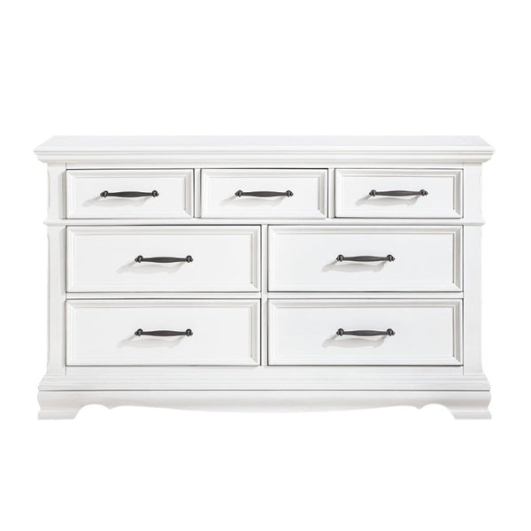 English Elm Twin Panel Sleigh Bed Six Piece Bedroom Set Solid Wood White Lacquer Finish B011S05847