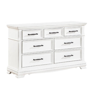 English Elm Twin Panel Sleigh Bed Six Piece Bedroom Set Solid Wood White Lacquer Finish B011S05847