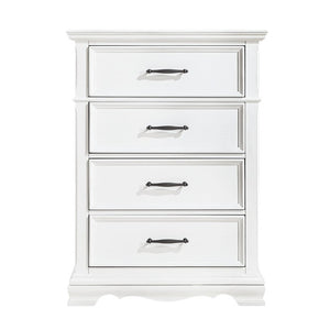 English Elm Twin Panel Sleigh Bed Six Piece Bedroom Set Solid Wood White Lacquer Finish B011S05847
