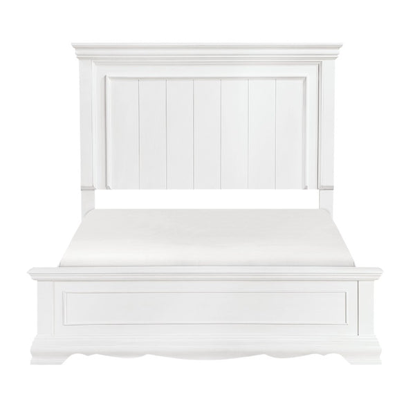 English Elm Twin Panel Sleigh Bed Six Piece Bedroom Set Solid Wood White Lacquer Finish B011S05847