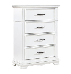 English Elm Twin Panel Sleigh Bed Six Piece Bedroom Set Solid Wood White Lacquer Finish B011S05847