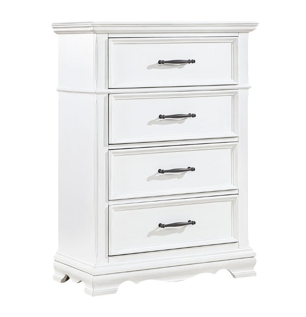English Elm Twin Panel Sleigh Bed Six Piece Bedroom Set Solid Wood White Lacquer Finish B011S05847