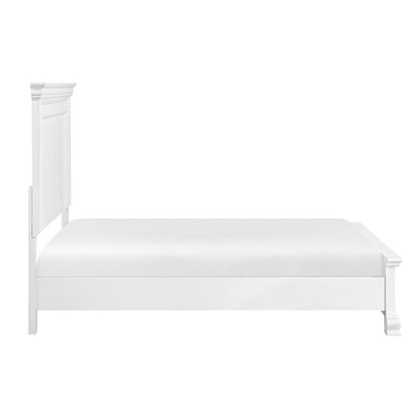 English Elm Twin Panel Sleigh Bed Six Piece Bedroom Set Solid Wood White Lacquer Finish B011S05847