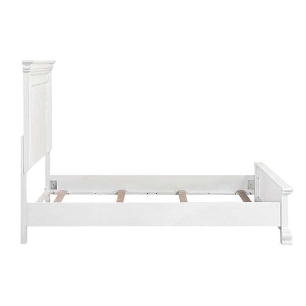 English Elm Twin Panel Sleigh Bed Six Piece Bedroom Set Solid Wood White Lacquer Finish B011S05847