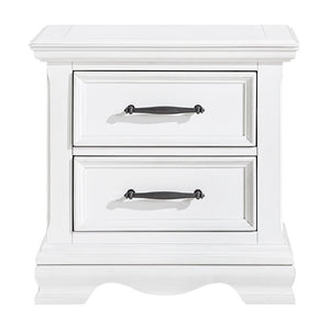 English Elm Twin Panel Sleigh Bed Six Piece Bedroom Set Solid Wood White Lacquer Finish B011S05847