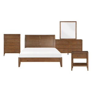 English Elm California King 6 Piece Bedroom Set Wire Brushed Wood with Sleigh Headboard B011S05851