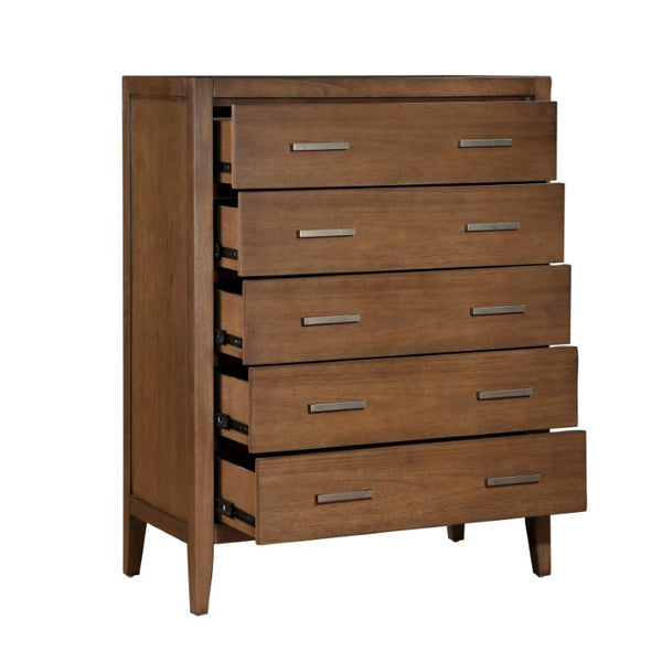 English Elm California King 6 Piece Bedroom Set Wire Brushed Wood with Sleigh Headboard B011S05851