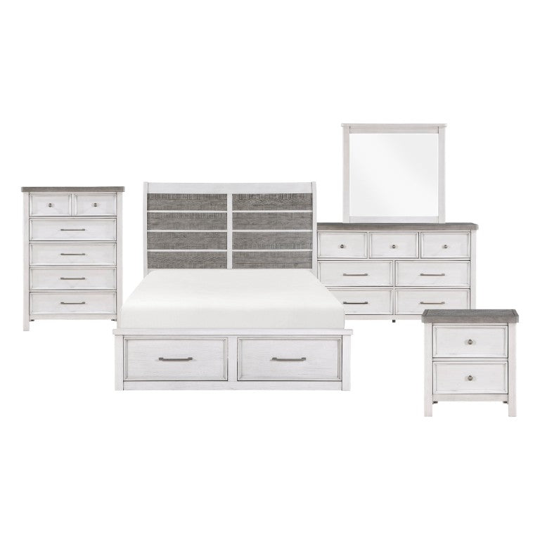 English Elm Eastern King Bedroom Set Six Piece Acacia Veneer Rustic Transitional Antique Finish B011S05855