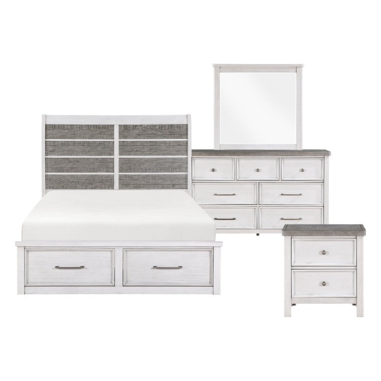 English Elm Queen Bedroom Set 5 Piece Acacia Veneer Rustic Transitional Two Tone Antique Finish B011S05858