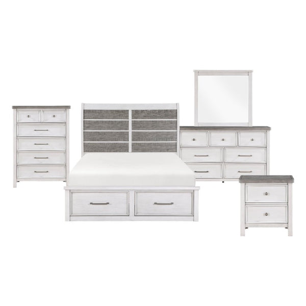 English Elm Queen Bedroom Set Six Piece Acacia Veneer Antique Finish Rustic Transitional Suite B011S05859