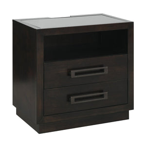 English Elm Queen Bedroom Set with Tufted Headboard Ash Veneer Dresser Mirror and LED Nightstands B011S05860