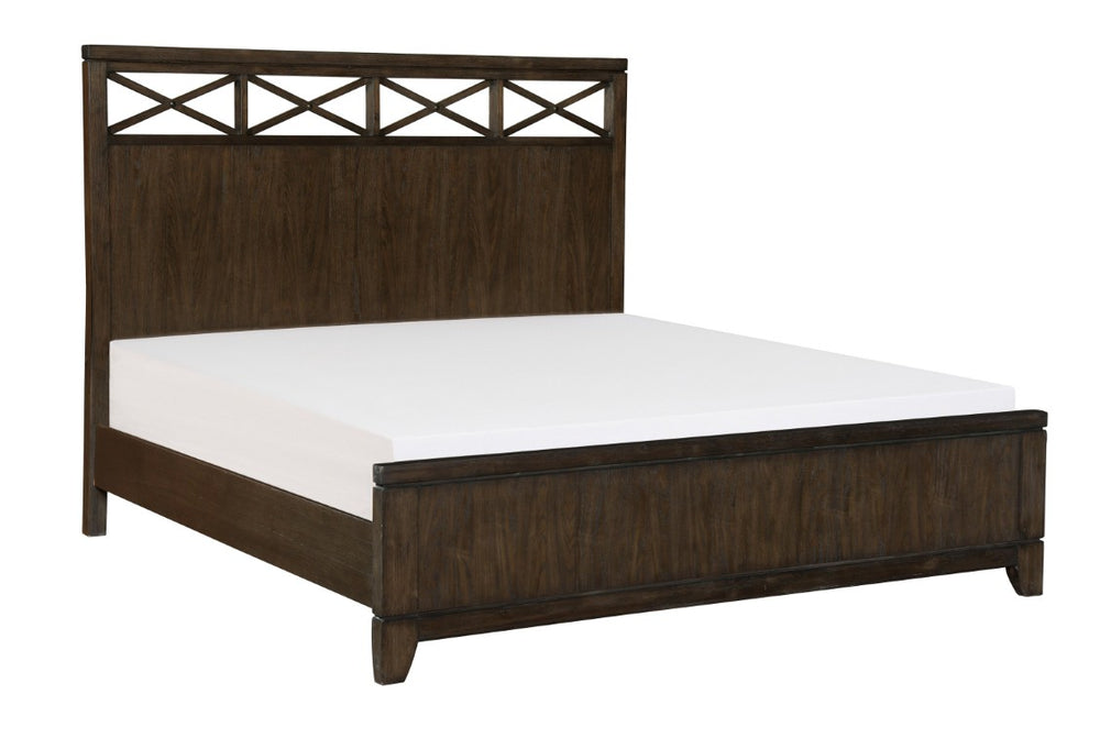English Elm California King Bedroom Set Ash Veneer Dark Brown Modern Panel Bed with Dresser B011S05864