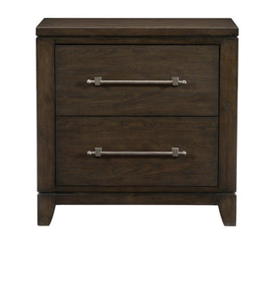 English Elm Queen Panel Bed Five Piece Ash Veneer Bedroom Set with X Frame Headboard Dark Finish B011S05866