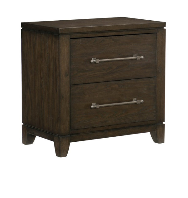English Elm Queen Panel Bed Five Piece Ash Veneer Bedroom Set with X Frame Headboard Dark Finish B011S05866