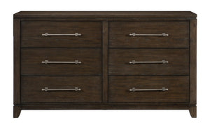 English Elm Queen Panel Bed Five Piece Ash Veneer Bedroom Set with X Frame Headboard Dark Finish B011S05866
