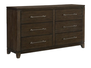 English Elm Queen Panel Bed Five Piece Ash Veneer Bedroom Set with X Frame Headboard Dark Finish B011S05866