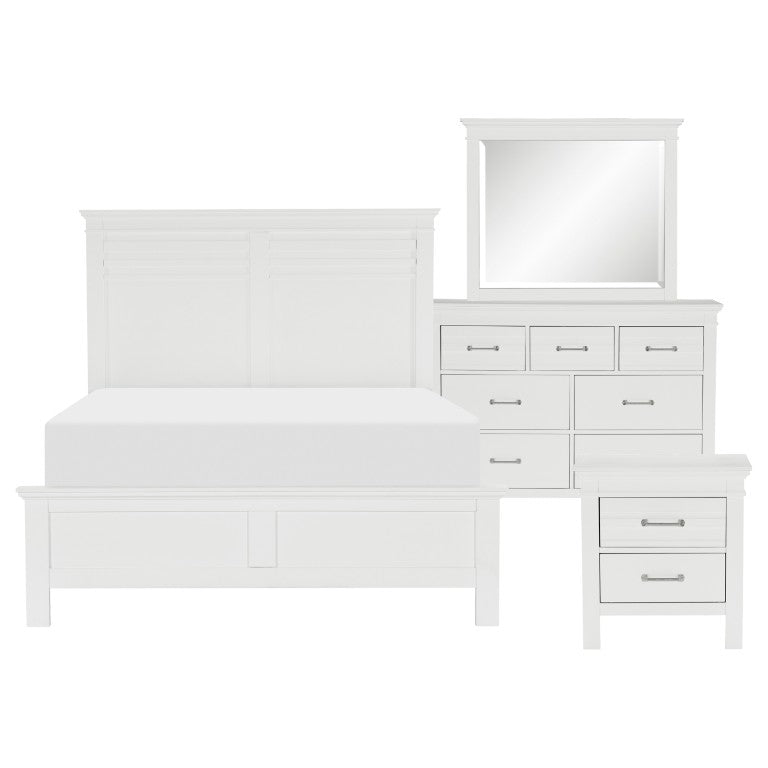 English Elm Full Bedroom Set Farmhouse Inspired Five Piece Solid Wood White Finish Cottage Suite B011S05874