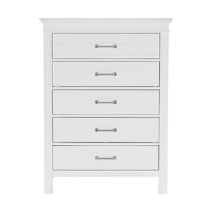 English Elm Full Bed Six Piece Bedroom Set White Farmhouse Style with Dresser Chest and Nightstands B011S05875
