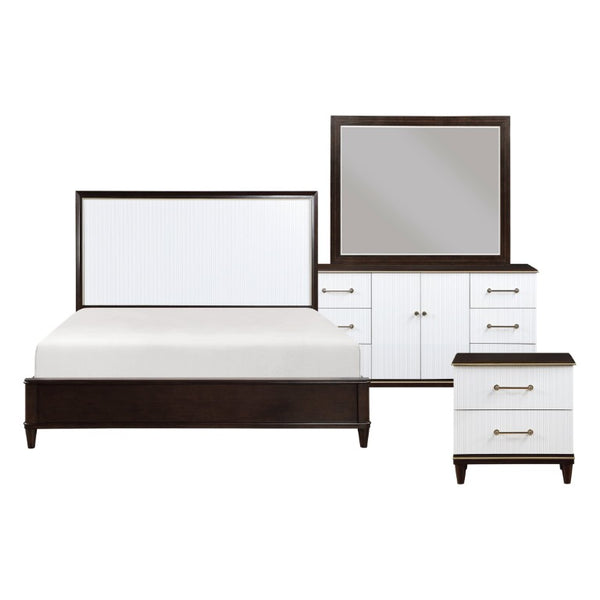 English Elm Eastern King Bedroom Set Five Piece Two Tone Cherry White Glam Collection B011S05876