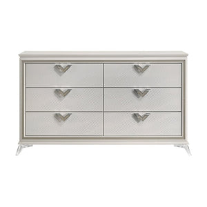 English Elm California King Bedroom Set with LED Headboard Chenille Upholstery and Gold Glam Finish B011S05894
