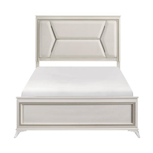 English Elm California King Bedroom Set with LED Headboard Chenille Upholstery and Gold Glam Finish B011S05894