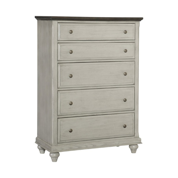 English Elm Eastern King Farmhouse Bedroom Set with Slat Bed Dresser Mirror Chest and Nightstands B011S05899