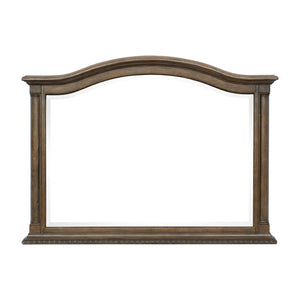 English Elm Queen Sleigh Bed Set Knotty Pecan Veneer Velvet Tufted Headboard 5 Piece Suite B011S05904