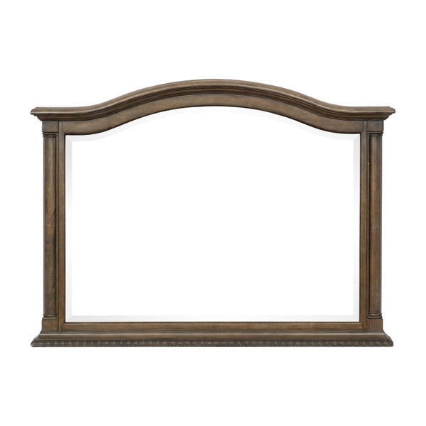 English Elm Queen Sleigh Bed Six Piece Bedroom Set Velvet Tufted Pecan Wood Traditional Suite B011S05905