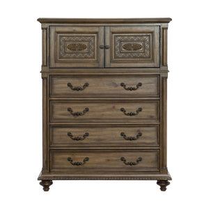 English Elm Queen Sleigh Bed Six Piece Bedroom Set Velvet Tufted Pecan Wood Traditional Suite B011S05905