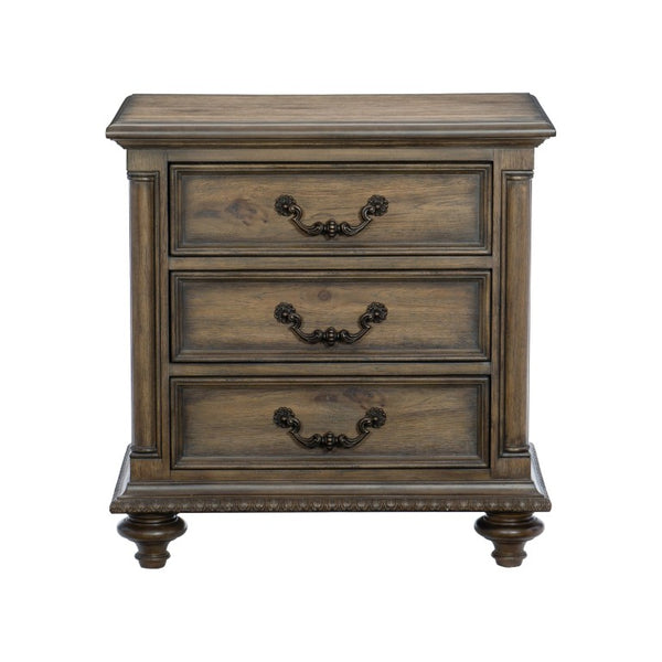 English Elm Queen Sleigh Bed Six Piece Bedroom Set Velvet Tufted Pecan Wood Traditional Suite B011S05905