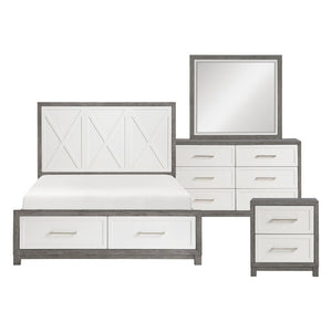 English Elm Twin Platform Bedroom Set Five Piece Okume Veneer Contemporary Ivory Gray Storage B011S05914