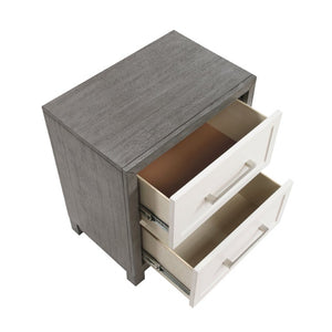 English Elm Twin Platform Bedroom Set Five Piece Okume Veneer Contemporary Ivory Gray Storage B011S05914