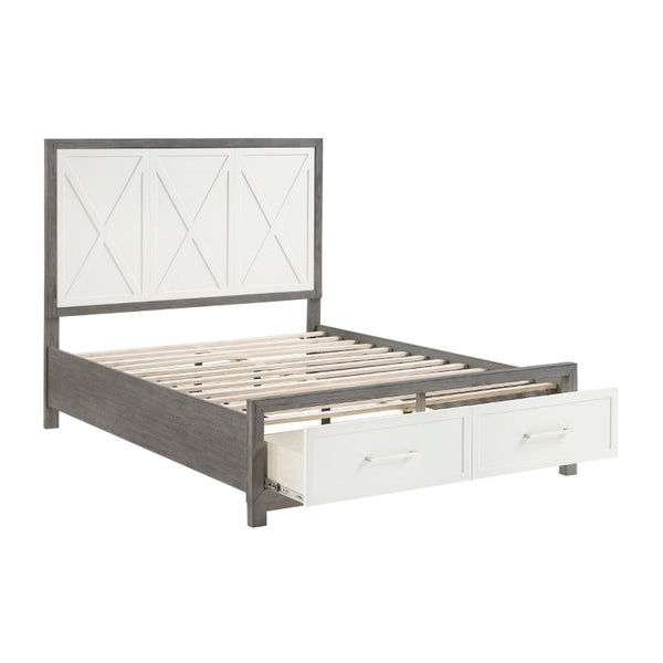 English Elm Twin Platform Bedroom Set Five Piece Okume Veneer Contemporary Ivory Gray Storage B011S05914