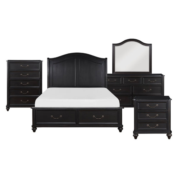 English Elm Eastern King Bedroom Set with Birch Veneer Dresser Chest Mirror and Nightstands B011S05917
