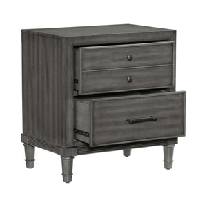 English Elm Queen Bedroom Set with LED Shelves USB Ports Dresser Mirror and Two Nightstands B011S05926