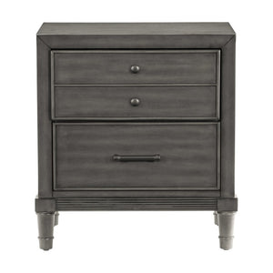 English Elm Queen Bedroom Set with LED Shelves USB Ports Dresser Mirror and Two Nightstands B011S05926