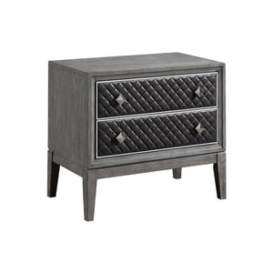 English Elm Eastern King 5 Piece Bedroom Set Faux Leather Upholstered Birch Veneer Gray Finish B011S05928