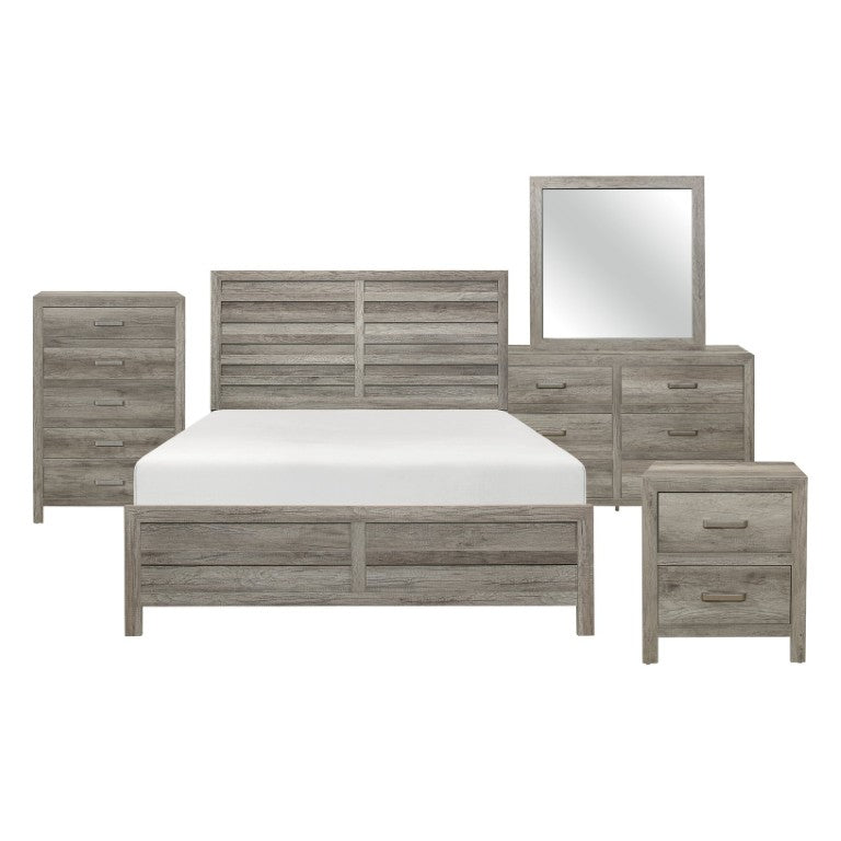 English Elm California King Six Piece Bedroom Set Weathered Gray Faux Wood Transitional Suite B011S05966