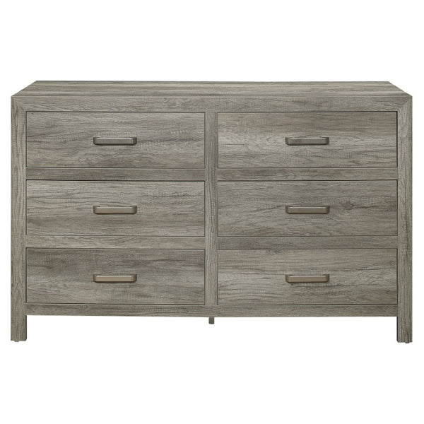English Elm California King Six Piece Bedroom Set Weathered Gray Faux Wood Transitional Suite B011S05966